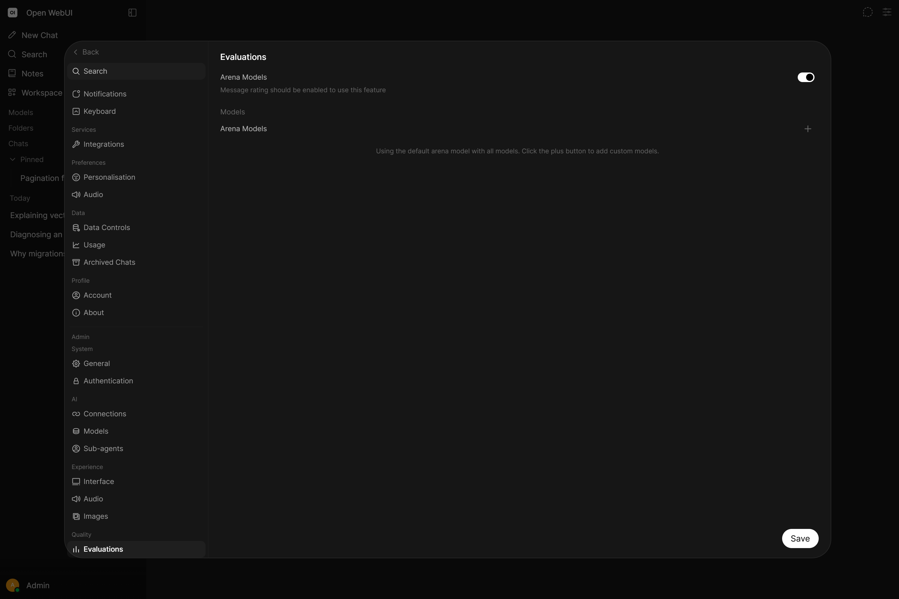 Evaluation and arena settings