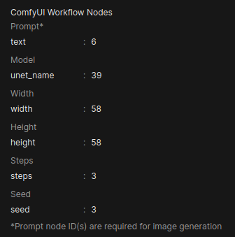 Screenshot of the ComfyUI Workflow Nodes section in Open WebUI, showing the mapping fields.