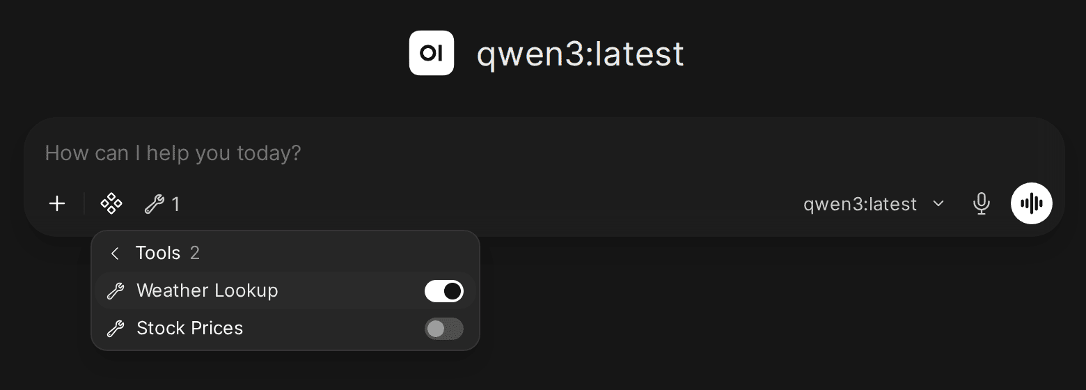 Global Tool Server Message Input