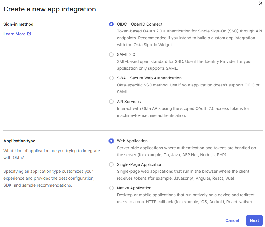 Okta Create App