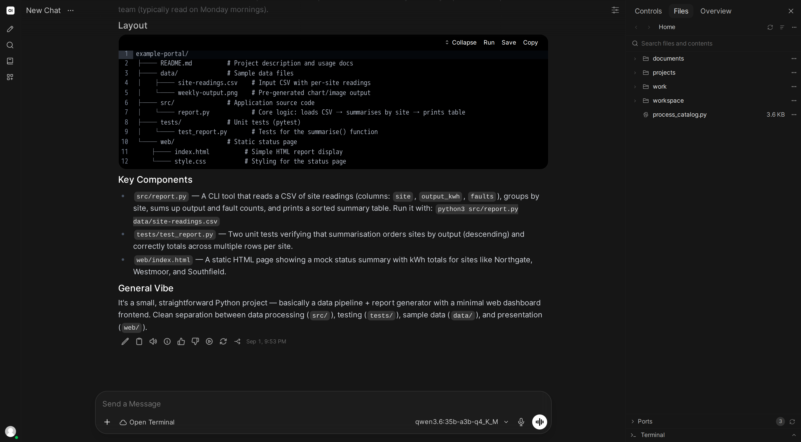 AI listing project files and describing the structure