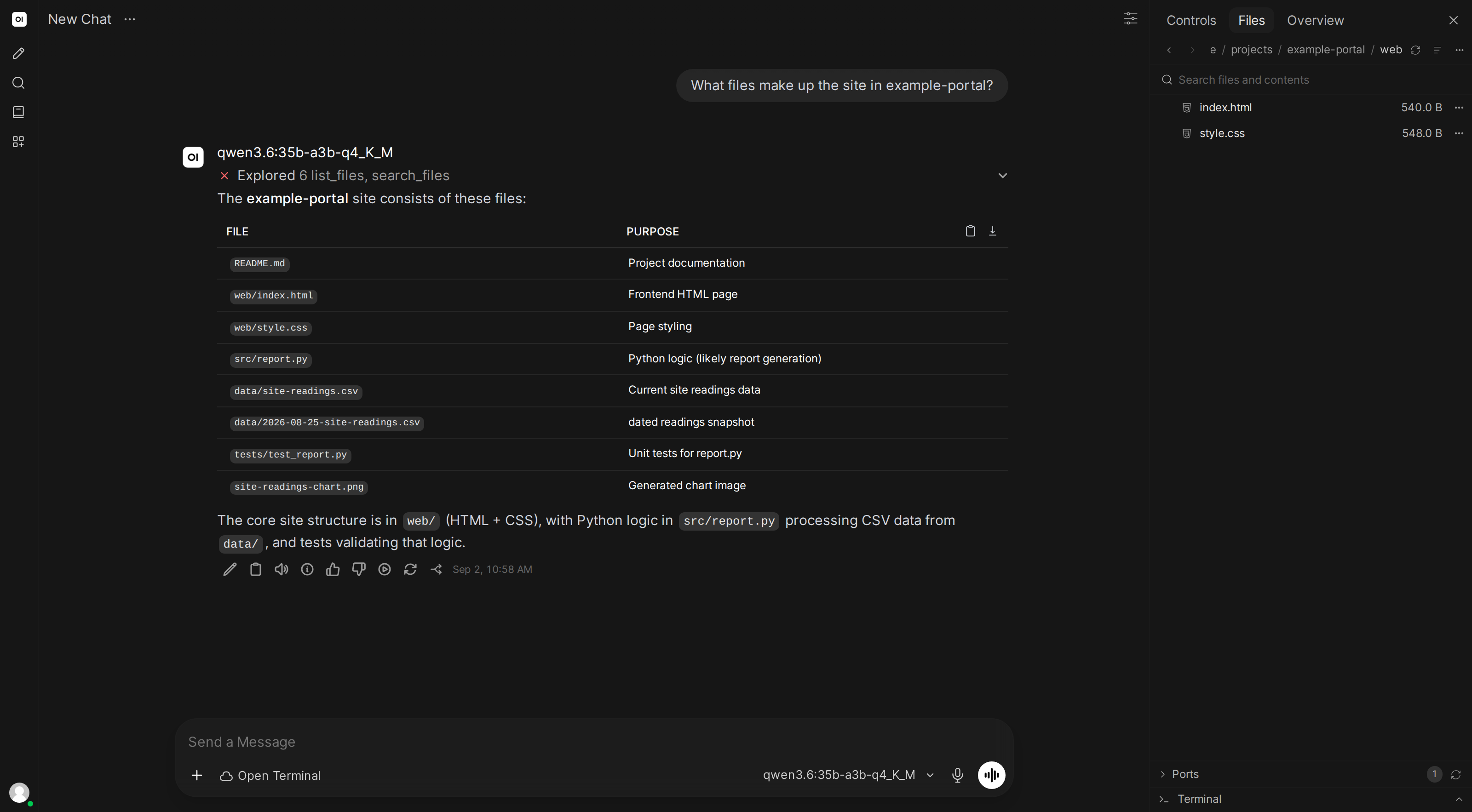 File browser showing the created HTML files