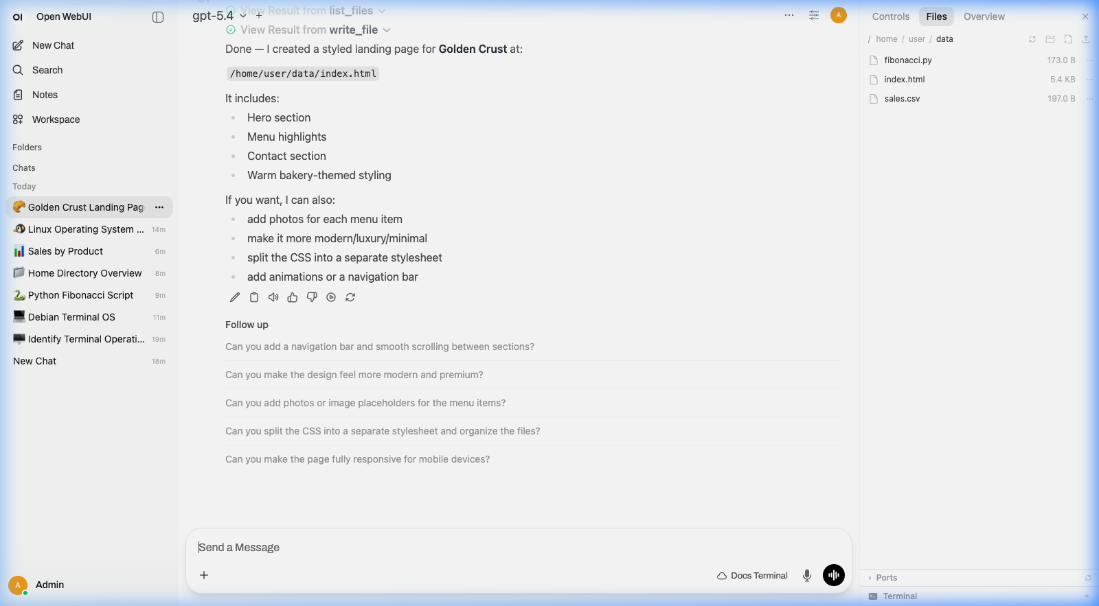 File browser showing the created HTML files