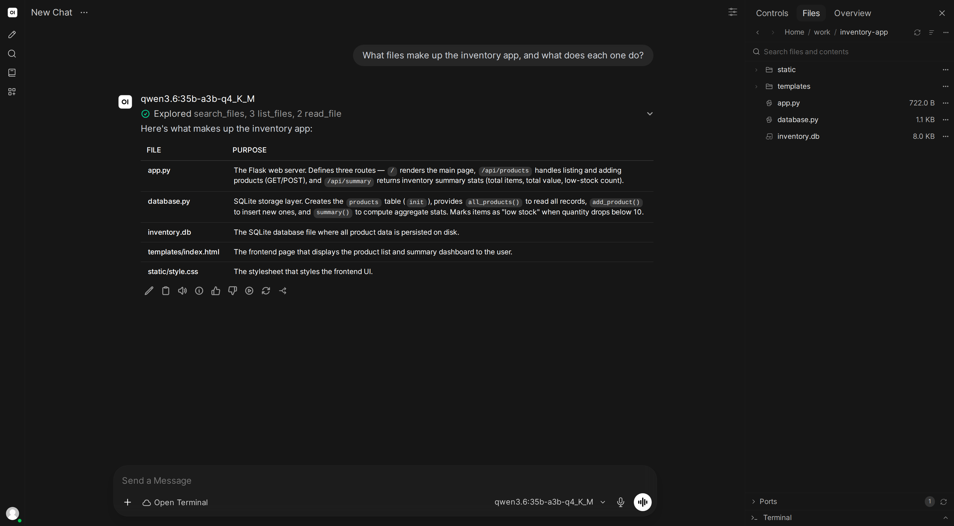 The generated project structure in the file browser