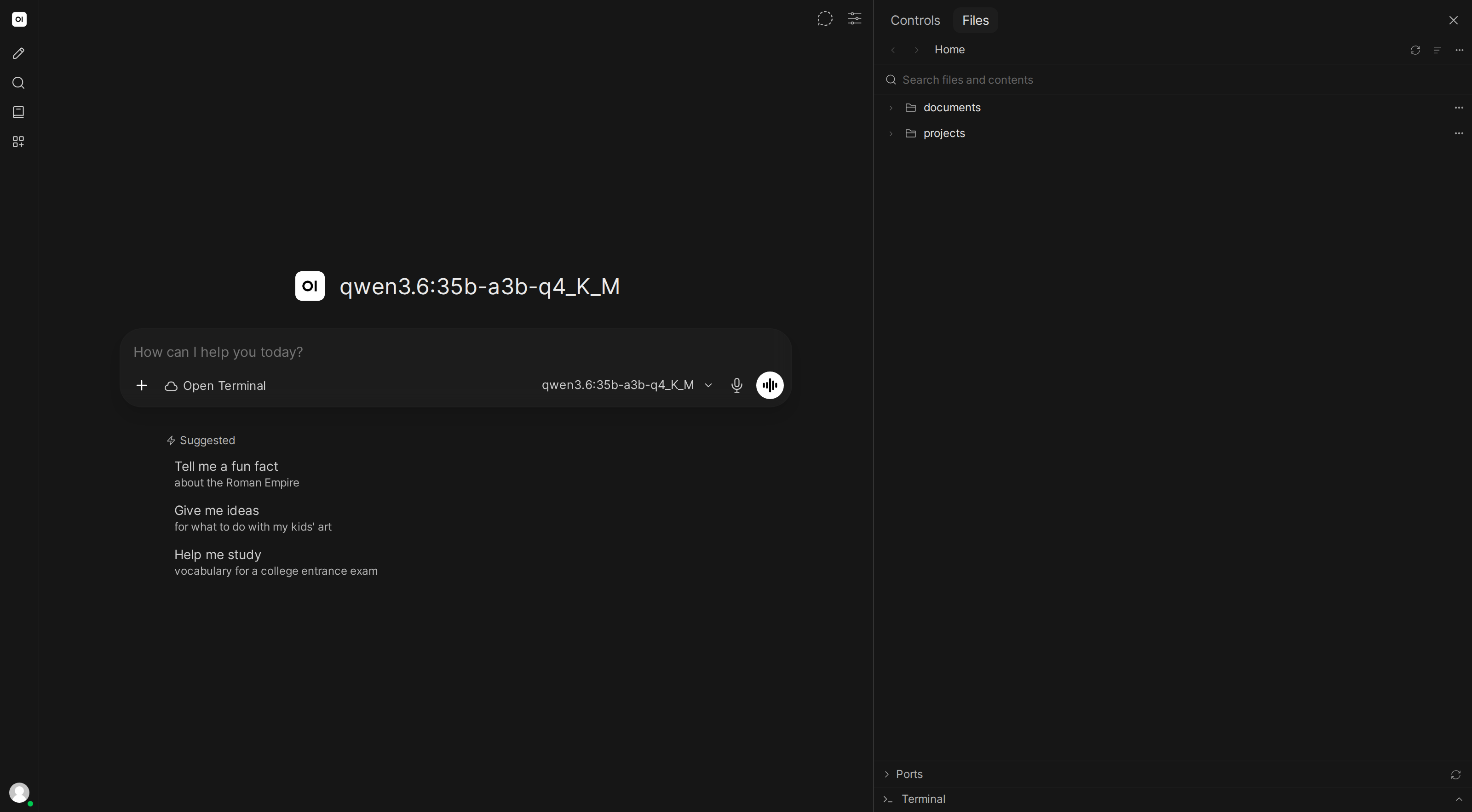 Open WebUI with Open Terminal, file browser sidebar and chat