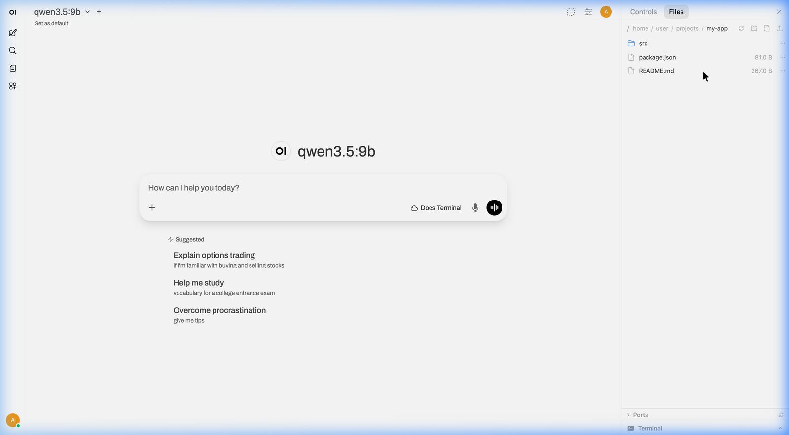 Browsing a project directory with breadcrumb navigation