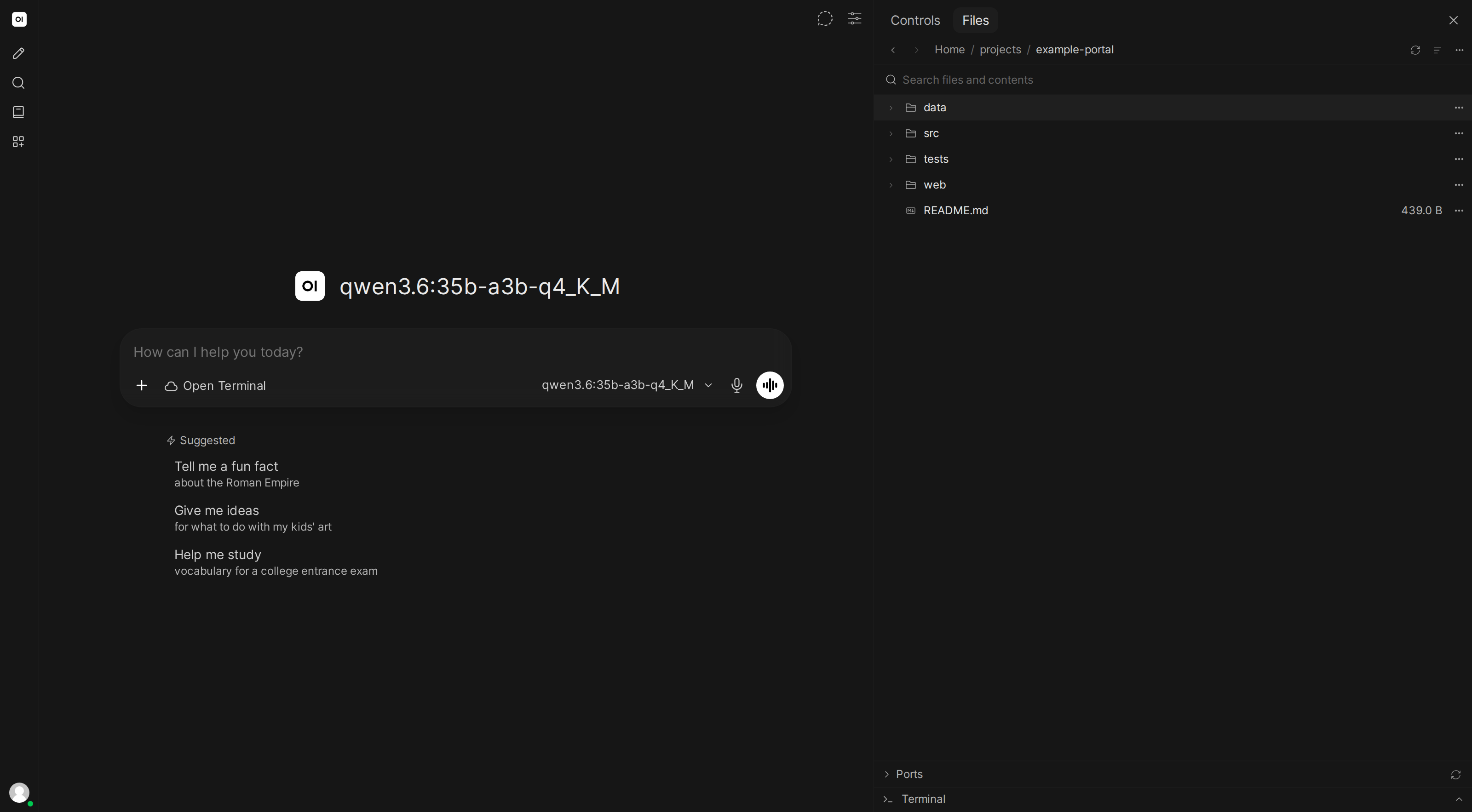 Browsing a project directory with breadcrumb navigation