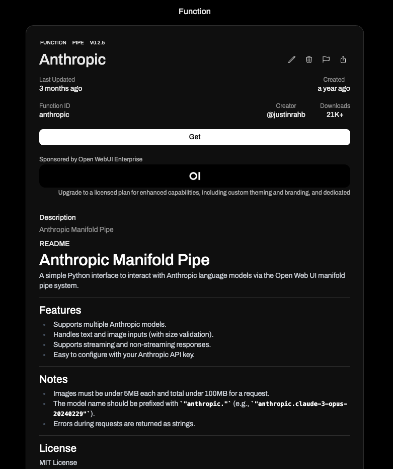 Anthropic Pipe Function Page