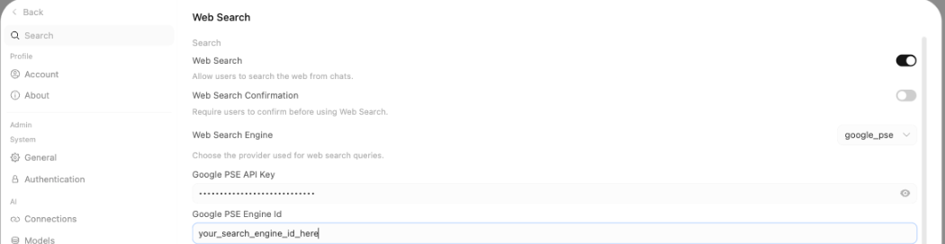 Open WebUI Admin panel