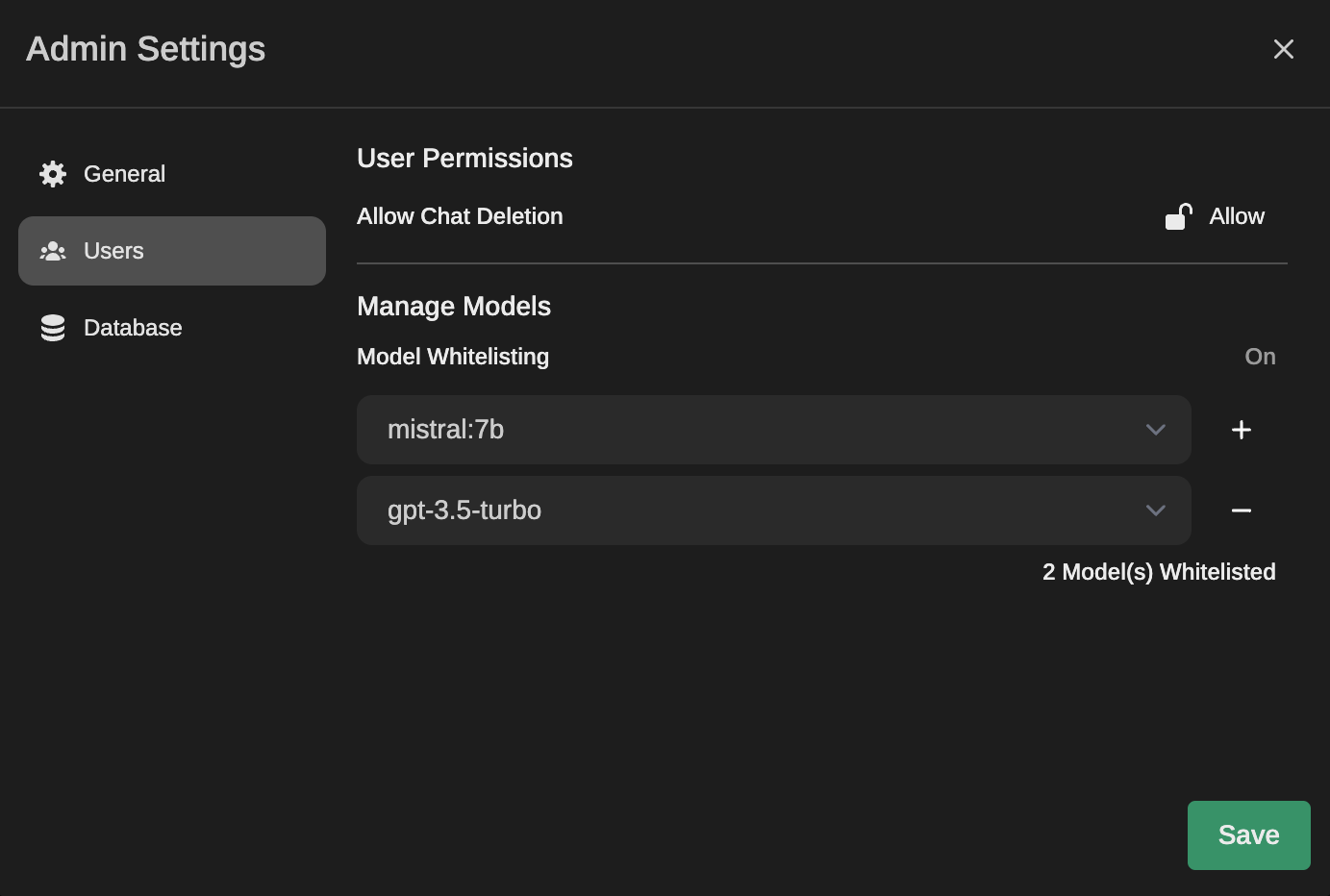 Model Filter Configuration