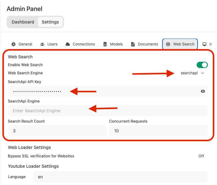 Open WebUI Admin panel