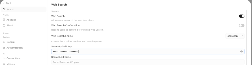 Open WebUI Admin panel