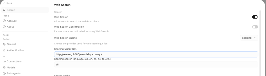 SearXNG GUI Configuration