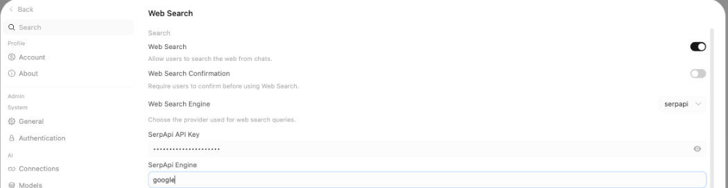 Open WebUI Admin panel